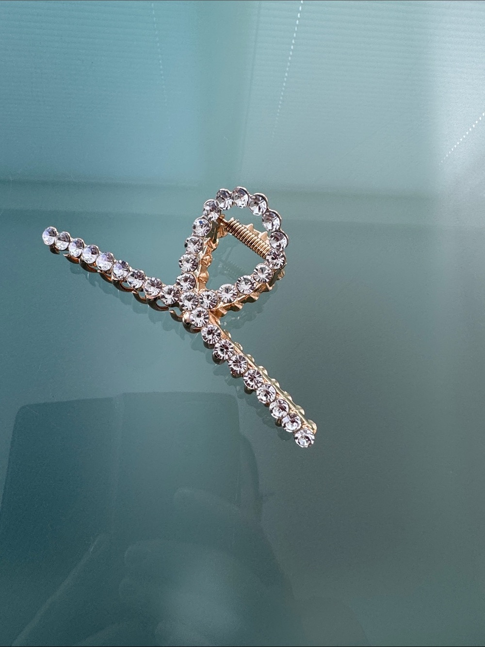 Crystal Loop Gold Hair Clip - Women Jewelry